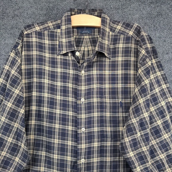 Ralph Lauren Men's Mcmeel Button-Down Shirt Blue Tan XL Long Sleeve Plaid - Picture 3 of 11